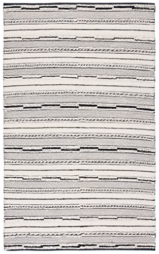 SAFAVIEH Natura Collection Accent Rug - 4' x 6', Black & Ivory, Handmade Flat Weave Boho Farmhouse Wool, Ideal for High Traffic Areas in Entryway, Living Room, Bedroom (NAT281Z)