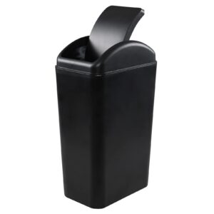 yesdate 3.5 gallon trash can with swing-top lid, plastic black garbage can, f