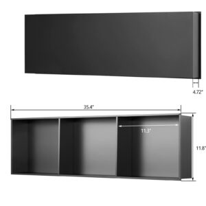 Sunrosa Black Shower Niche Stainless Steel, Ready for Tile, Waterproof 11.8" x 35.4" Bathroom Recessed Niche with 2 Dividers, Organizer Storage for Shampoo & Toiletry Storage