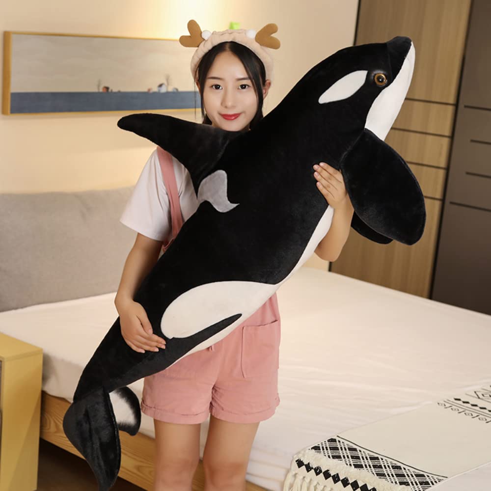 pangcangshu Nice Simulation Killer Whale Plush Toys Stuffed Orcinus Orca Fish Doll Shark Cartoon Soft Sleep Pillow Kids Girls Baby Easter, Thanksgiving, Christmas, New Year's Gifts (29 inch)