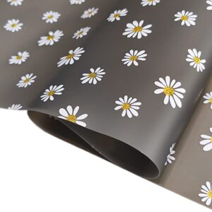 Translucent Jelly Vinyl 11.8"x53"(30x135cm) Frosted Glitter Daisy Flower Printed TPU Film for Hair Bows Clips Handbags Making (Black)