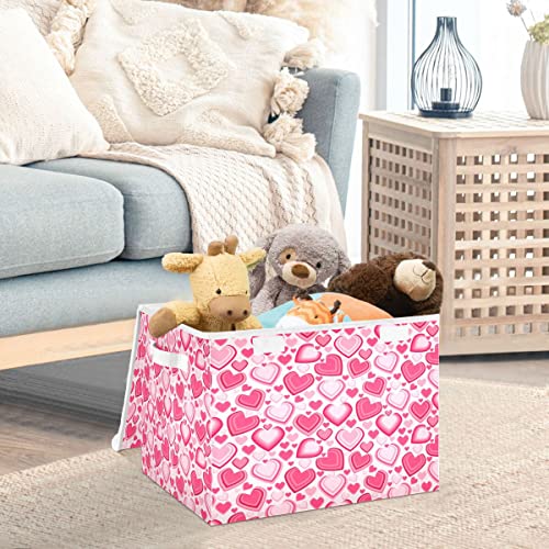 Storage Bins with Lids Foldable Storage Baskets Storage Cubes Collapsible Closet Organizer Containers with Cover Love Heart for Home Office Organizer Closet, Shelves, Toy, Nursery