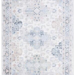 SAFAVIEH Bayside Collection Area Rug - 8' x 10', Grey & Blue, Shabby Chic Design, Non-Shedding & Easy Care, Machine Washable Ideal for High Traffic Areas in Living Room, Bedroom (BAY116F)