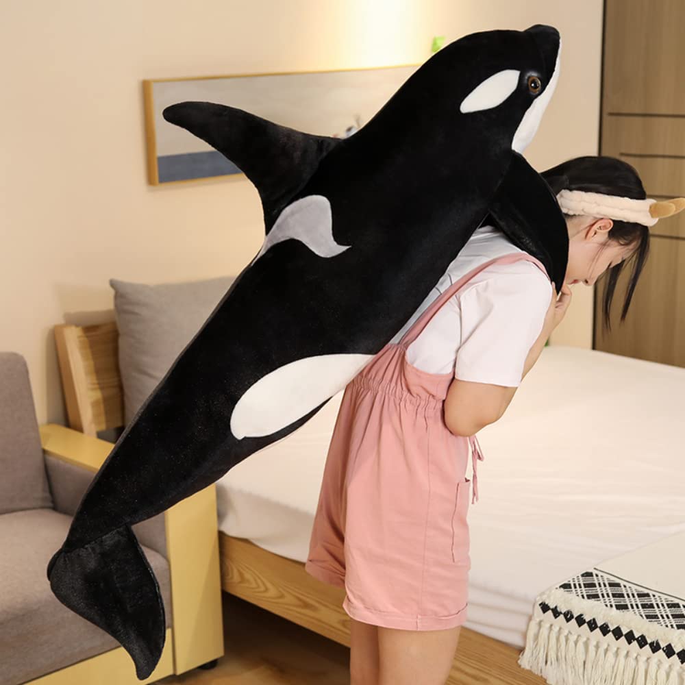 pangcangshu Nice Simulation Killer Whale Plush Toys Stuffed Orcinus Orca Fish Doll Shark Cartoon Soft Sleep Pillow Kids Girls Baby Easter, Thanksgiving, Christmas, New Year's Gifts (29 inch)