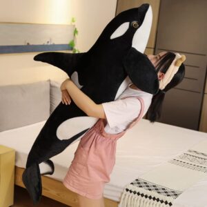 pangcangshu Nice Simulation Killer Whale Plush Toys Stuffed Orcinus Orca Fish Doll Shark Cartoon Soft Sleep Pillow Kids Girls Baby Easter, Thanksgiving, Christmas, New Year's Gifts (29 inch)