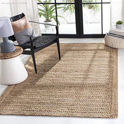 SAFAVIEH Natural Fiber Collection Area Rug - 6' x 9', Natural, Handmade Woven Farmhouse Fringe Jute, Ideal for High Traffic Areas in Living Room, Bedroom (NF824A)