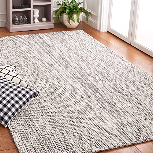 SAFAVIEH Abstract Collection Area Rug - 6' x 9', Black & Grey, Handmade Wool, Ideal for High Traffic Areas in Living Room, Bedroom (ABT483Z)