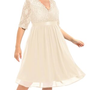 Pinup Fashion Champagne Dress Women Plus Size Bridesmaid Wedding Guest Short Homecoming Prom Formal Cocktail Lace Chiffon Midi Dress