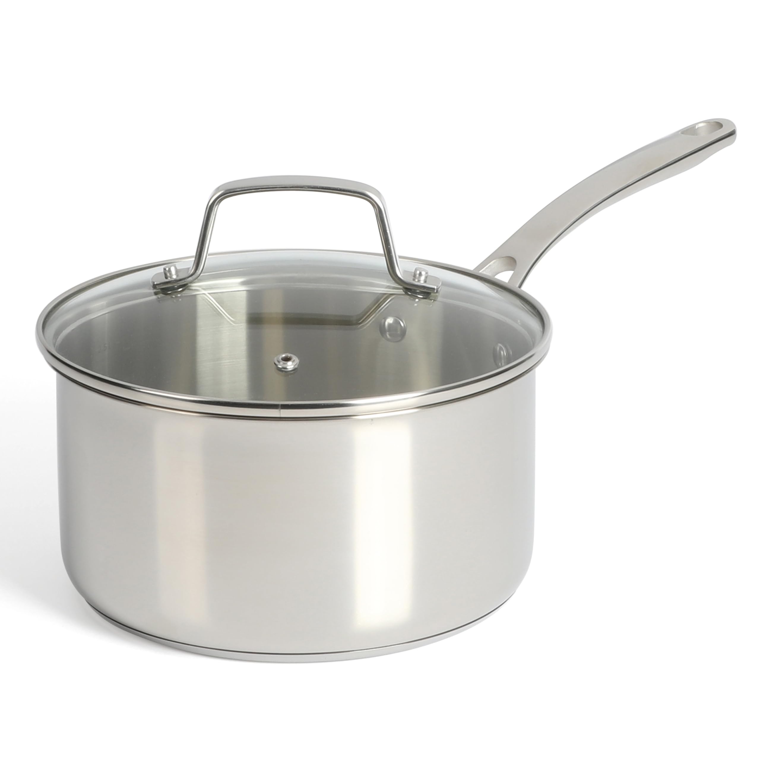 Martha Stewart Castelle Saucepan 18/8 Stainless Steel Pot 3.5-Quart Induction Safe Sauce Pan with Lid