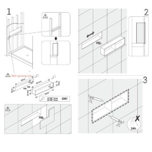 Sunrosa Black Shower Niche Stainless Steel, Ready for Tile, Waterproof 11.8" x 35.4" Bathroom Recessed Niche with 2 Dividers, Organizer Storage for Shampoo & Toiletry Storage