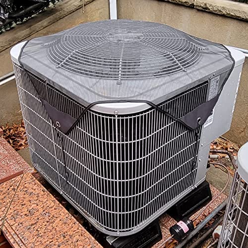 Air Conditioner Covers for Outside Units Central Ac Cover Leaf Guard Heavy Duty Mesh AC Defender for Outdoor Square Units, All Season Black ( 32 x 32 inch Mesh)