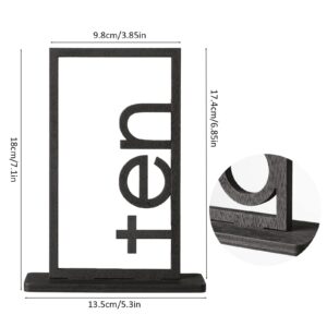 Wooden Wedding Table Numbers 1-10 - Black Table Numbers Signs Decoration Banquet Party Wedding Bride Shower Restaurant Reception Office (Black, 6-10)