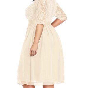 Pinup Fashion Champagne Dress Women Plus Size Bridesmaid Wedding Guest Short Homecoming Prom Formal Cocktail Lace Chiffon Midi Dress