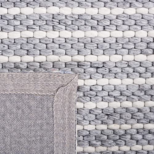 SAFAVIEH Marbella Collection Area Rug - 6' x 9', Grey & Ivory, Handmade Fringe Wool, Ideal for High Traffic Areas in Living Room, Bedroom (MRB207F)