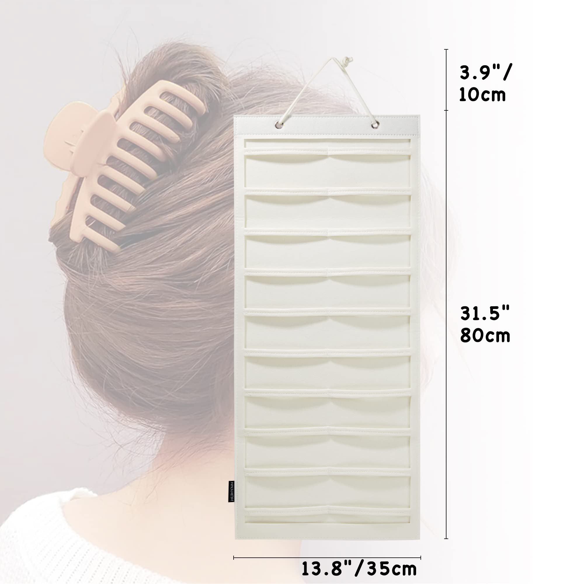 HUHYNN Hanging Hair Claw Clips Organizer, Claw Clips Organizers and Storage for Women Girls, Hair Claw Clips Holder for Wall, Door, Closet(NO ACCESSORIES INCLUDED)(Beige)