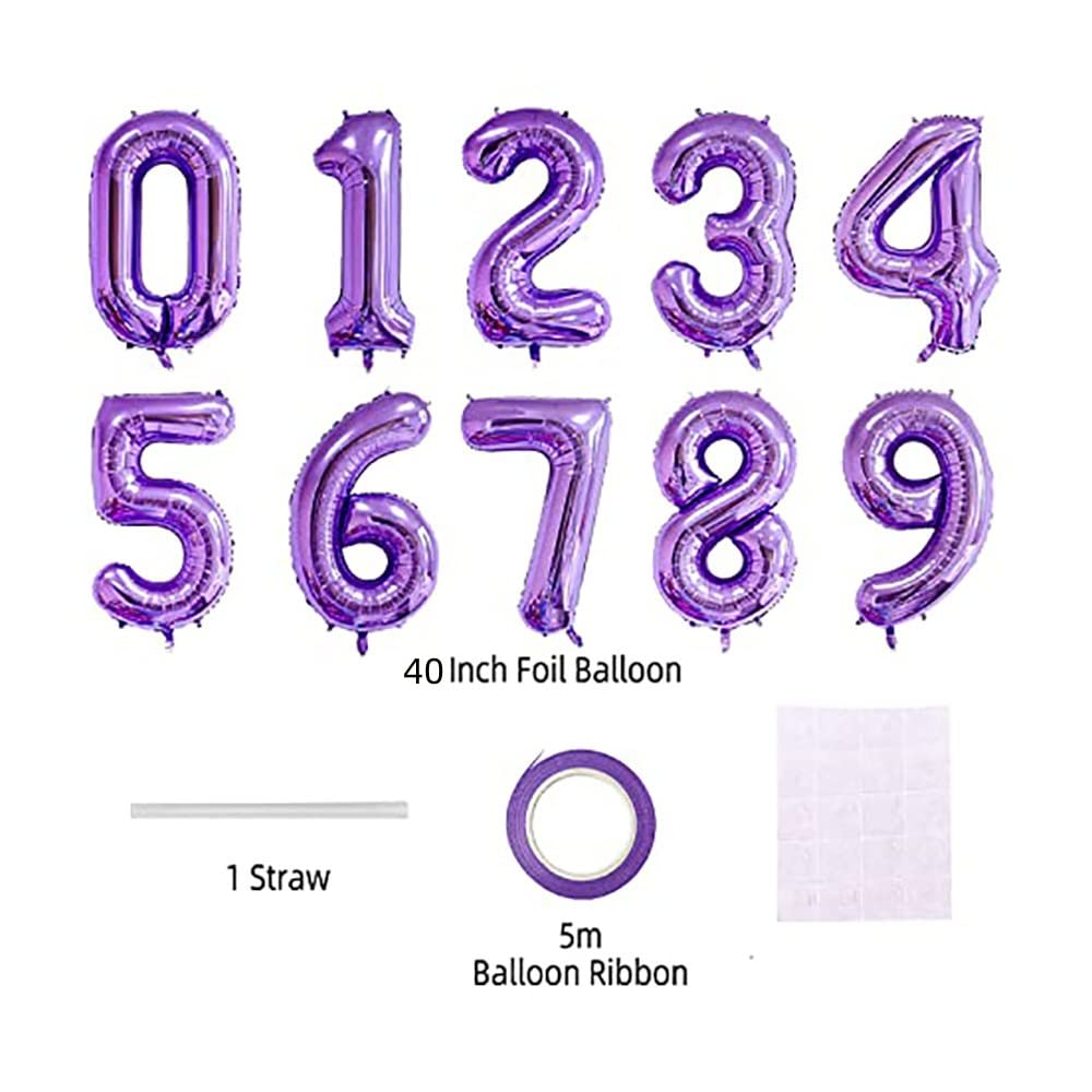 Nicedony Number 91 Balloons 40 inch Digital Balloon Alphabet 91 Birthday Balloons Digit 91 Helium Balloons Big Balloons for Birthday Party Supplies Wedding Bachelorette Bridal Shower, Purple Number 91