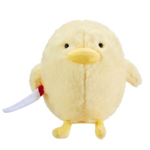 muimray cute duck with knife plush, duck stuffed animals soft toys duckling duckie plushies throw pillow funny cuddly gifts for kids adults (yellow, 11 inch)