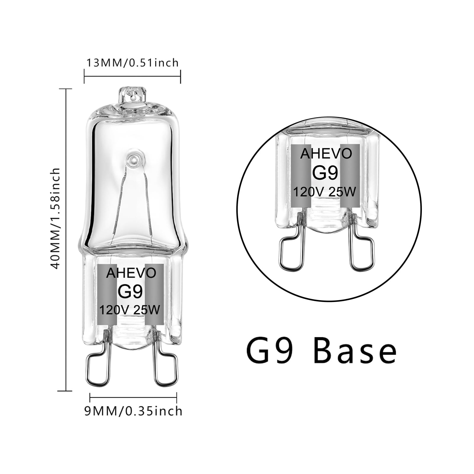 AHEVO G9 Halogen Bulb 25W 120V T4 JCD Type G9 Base 2 Pin Light Bulb Replacement for Chandeliers, Pendants, Cabinet Lights, Dimmable, Warm White 2700K (12 Pack)