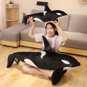 pangcangshu Nice Simulation Killer Whale Plush Toys Stuffed Orcinus Orca Fish Doll Shark Cartoon Soft Sleep Pillow Kids Girls Baby Easter, Thanksgiving, Christmas, New Year's Gifts (29 inch)