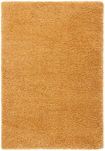 safavieh hudson shag collection accent rug - 2' x 3', gold, modern solid design, non-shedding & easy care, 2-inch thick ideal for high traffic areas in entryway, living room, bedroom (sgh220d)