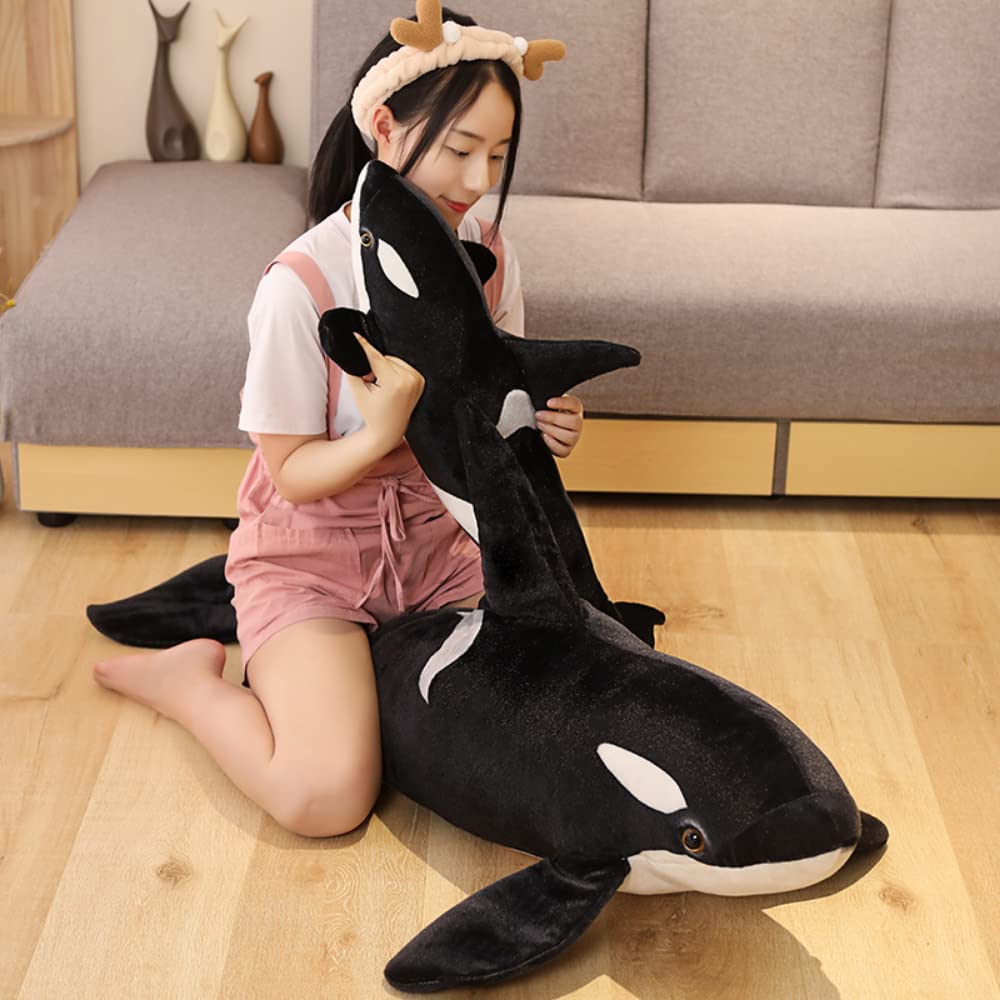 pangcangshu Nice Simulation Killer Whale Plush Toys Stuffed Orcinus Orca Fish Doll Shark Cartoon Soft Sleep Pillow Kids Girls Baby Easter, Thanksgiving, Christmas, New Year's Gifts (29 inch)