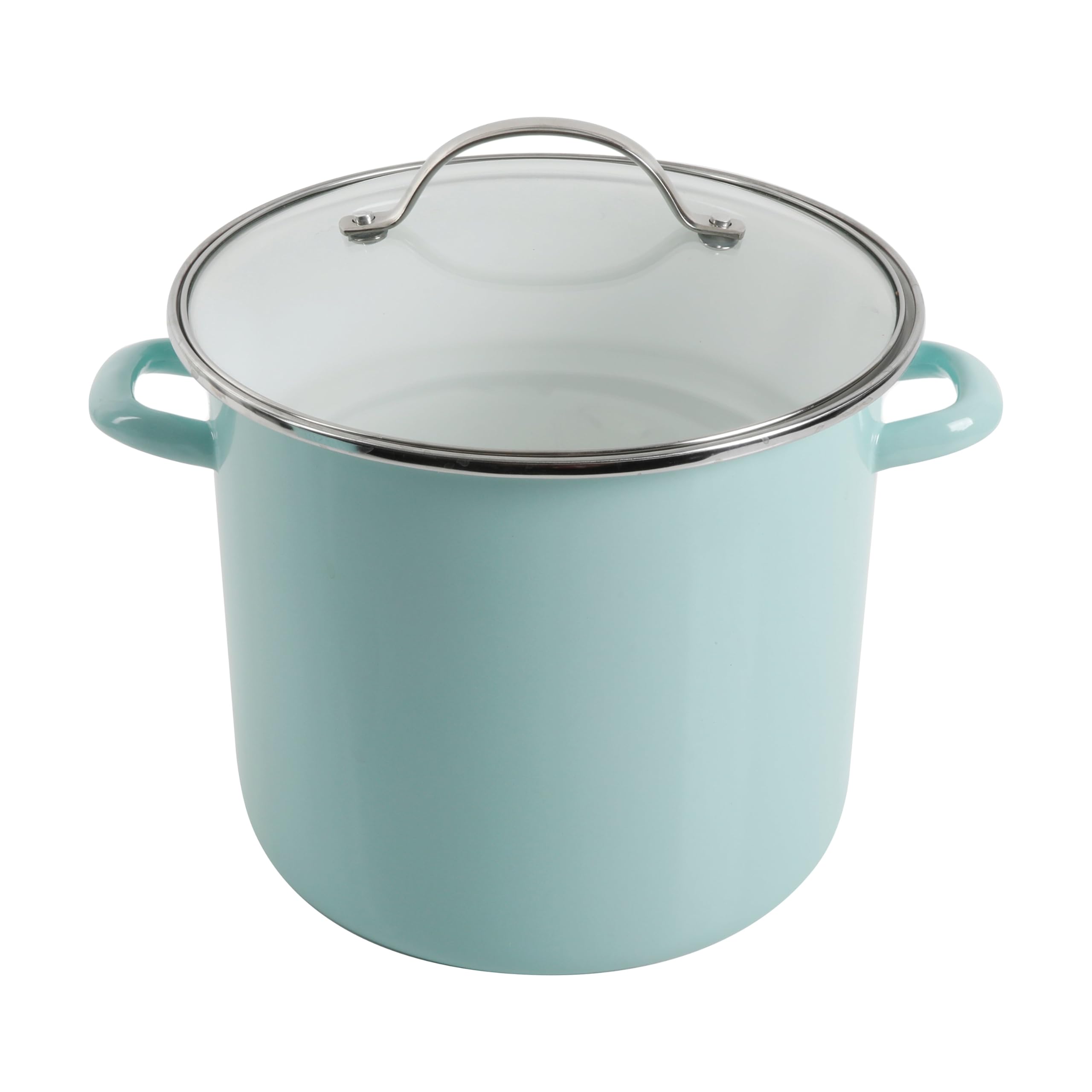 Martha Stewart Thayer 8-Quart Enamel On Steel Scratch Resistant Stock Pot w/Lid - Martha Blue