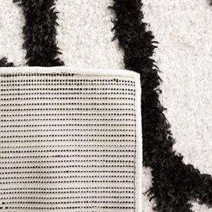 SAFAVIEH Norway Shag Collection Area Rug - 8' x 10', Ivory & Black, Mid-Century Modern Design, Non-Shedding & Easy Care, 1.2-inch Thick Ideal for High Traffic Areas in Living Room, Bedroom (NOR202A)