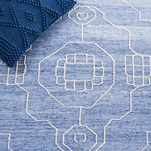 SAFAVIEH Kilim Collection Area Rug - 5' x 8', Blue & Ivory, Flat Weave Rustic Boho Tribal Design, Non-Shedding & Easy Care, Ideal for High Traffic Areas in Living Room, Bedroom (KLM763M)