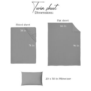 Northwest Ashford Home Essentials Bedding, 3 Piece Twin Size Sheet Set, Glacier Gray