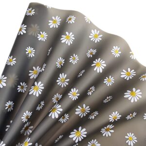 translucent jelly vinyl 11.8"x53"(30x135cm) frosted glitter daisy flower printed tpu film for hair bows clips handbags making (black)