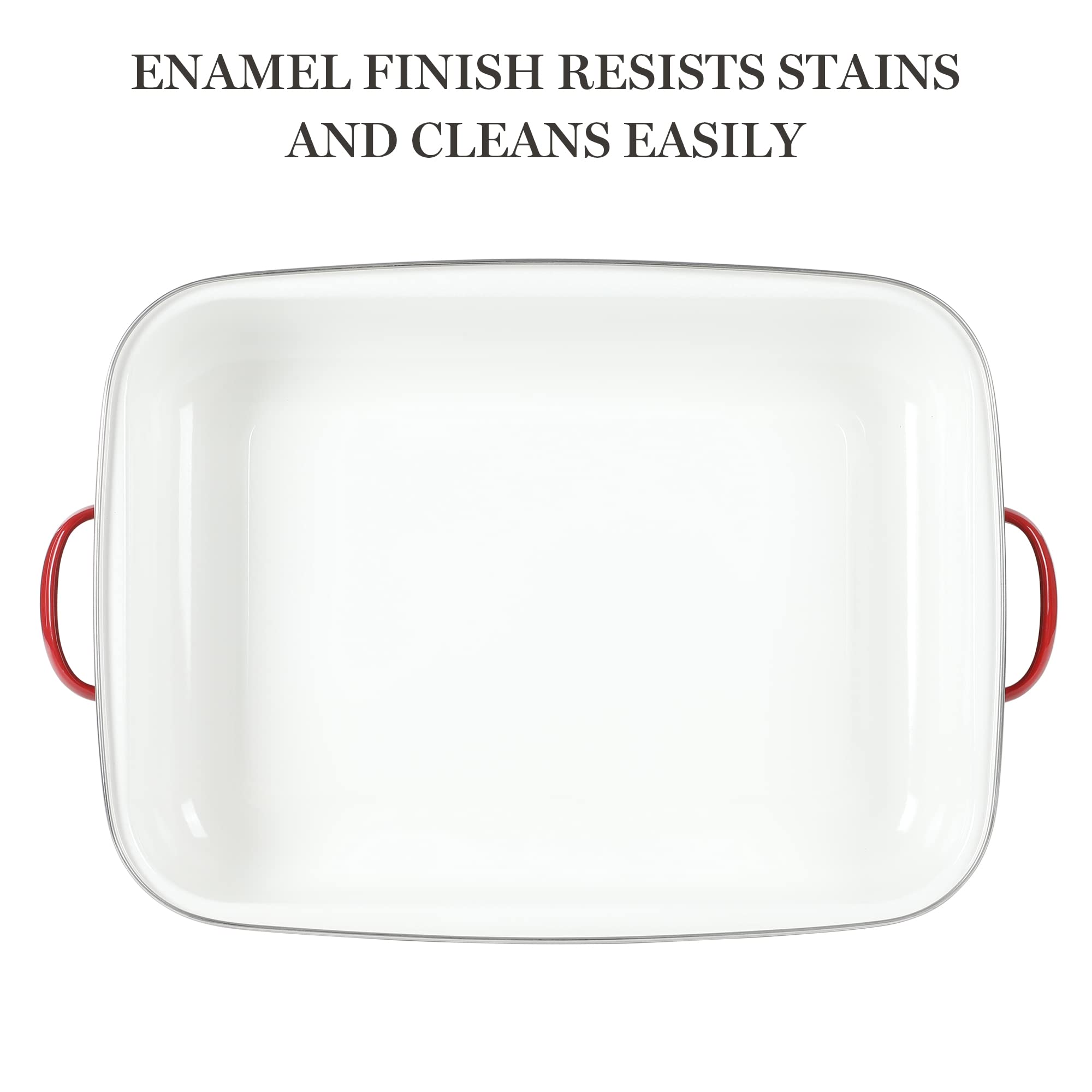 Martha Stewart Thayer 18" Enamel on Steel Roaster Pan w/Stainless Steel Rack - Red