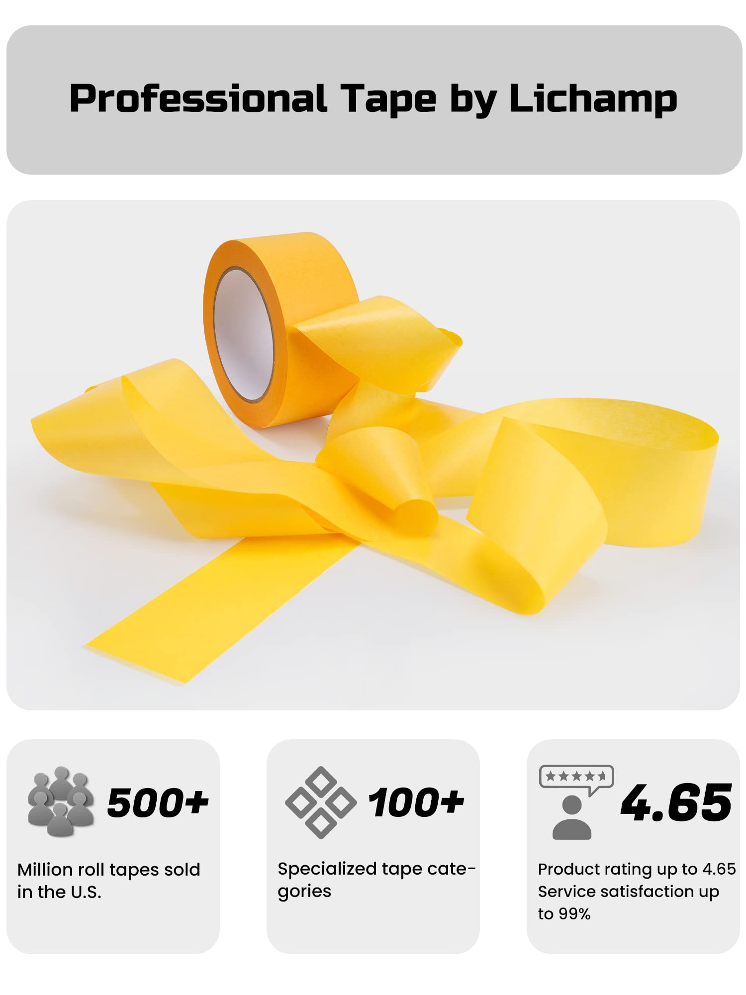 Lichamp 2 Pack 2 inch Yellow Painters Tape, Orange Masking Tape, 1.9 inch x 55 Yard x 2 roll, 0220YL(Total 110 Yards)