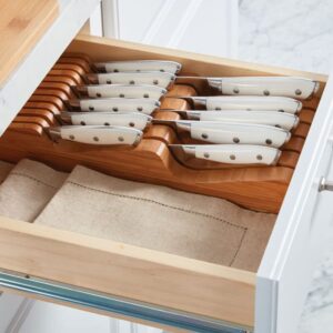 Sabatier In Drawer Knife Organizer, 11 Slots, Bamboo Knife Block, Kitchen Storage Holder for 11 Knives, Kitchen Knife Organizer