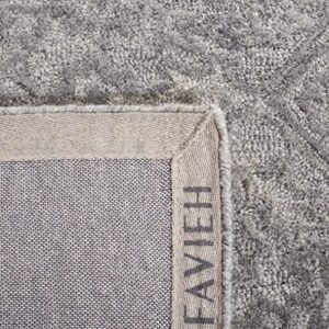 SAFAVIEH Metro Collection Accent Rug - 4' x 6', Grey, Handmade Floral Wool, Ideal for High Traffic Areas in Entryway, Living Room, Bedroom (MET883F)