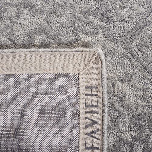 SAFAVIEH Metro Collection Accent Rug - 4' x 6', Grey, Handmade Floral Wool, Ideal for High Traffic Areas in Entryway, Living Room, Bedroom (MET883F)