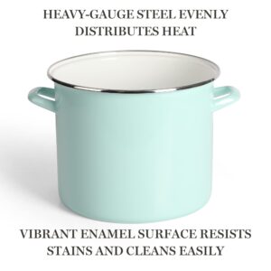 Martha Stewart Thayer 12-Quart Enamel On Steel Scratch Resistant Stock Pot w/Lid - Martha Blue