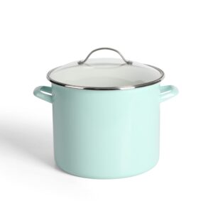 martha stewart thayer 12-quart enamel on steel scratch resistant stock pot w/lid - martha blue