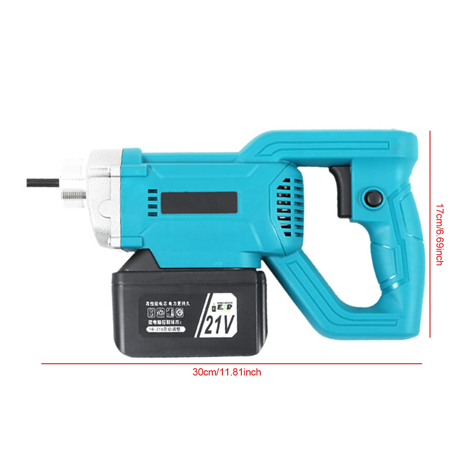 Concrete Vibrator 5000RPM 110v 800W Electric Vibrator Portable Hand Held Power Concrete Vibrators with 1m(3.3ft) vibrating rod, 2 Battery and Charger, One-key Start