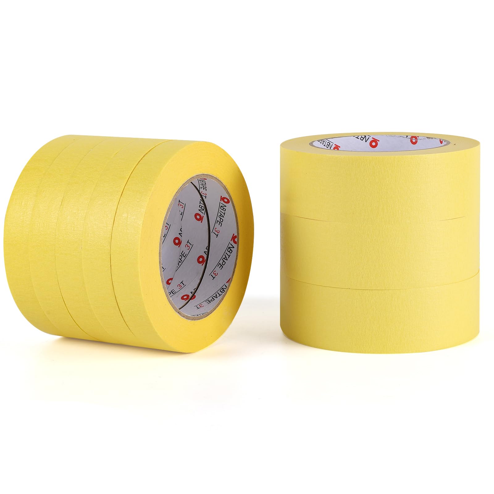 Yellow Masking Tape 8 Rolls ,Easy Tear ,Residue Free for Multi-Purpose Use ,0.7 Inch and 1.4 Inch x 55 Yards Thin ,Automotive Masking Tape Ideal for Painting Crafts and Home Improvement Projects