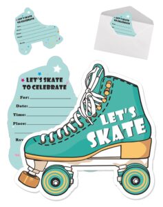 mingdcdc let’s skate greeting card - roller skating birthday thank you card, skating party, skating birthday invitation, cards & gifts, 4.3 x 4.4inch, 30 cards, 30 white envelopes(md011)