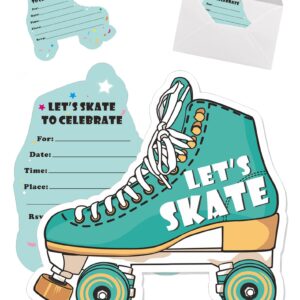 Mingdcdc Let’s Skate Greeting Card - Roller Skating Birthday Thank You Card, Skating Party, Skating Birthday Invitation, Cards & Gifts, 4.3 x 4.4Inch, 30 Cards, 30 White Envelopes(MD011)