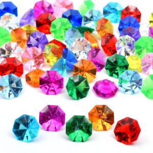 wbjkzjd 60pcs acrylic diamond gems pirate plastic gems large acrylic gems jewels bulk treasure chest hunt party favors 25 carat for kids (multicolor)