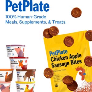 PetPlate Chicken Apple Sausage Bites, Human Grade Dog Treats, All Life Stages, Grain-Free, Organic and Real Ingredients, High Protein, Healthy Snacks (Pack of 1, 4.5 Ounce)