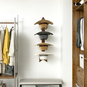 HYDERMUS Cowboy Hat Holder Rustic Wood Arrow Design Hat Organizer 4 Pieces Cowboy Hat Rack Western Decor Hat Storage Hat Hanger for Storage and Organization Walnut