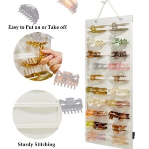 HUHYNN Hanging Hair Claw Clips Organizer, Claw Clips Organizers and Storage for Women Girls, Hair Claw Clips Holder for Wall, Door, Closet(NO ACCESSORIES INCLUDED)(Beige)