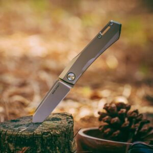 Real Steel Solis Slipjoint Folding Pocket Knife: Bohler N690 Beadblast Blade and Titanium TC4 Handle for Unmatched Versatility - Your Go-To EDC Companion for Outdoor Adventures and Everyday Use (Sliver hardware/Beadblast)