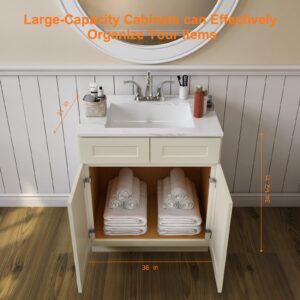 LOVMOR 36" Bathroom Vanity, Kitchen Base Cabinet, Single Sink Storage Unit, Pedestal Sink Storage Cabinet, Large Capacity for Laundry Room, Kitchen, Shower Room & Utility Room