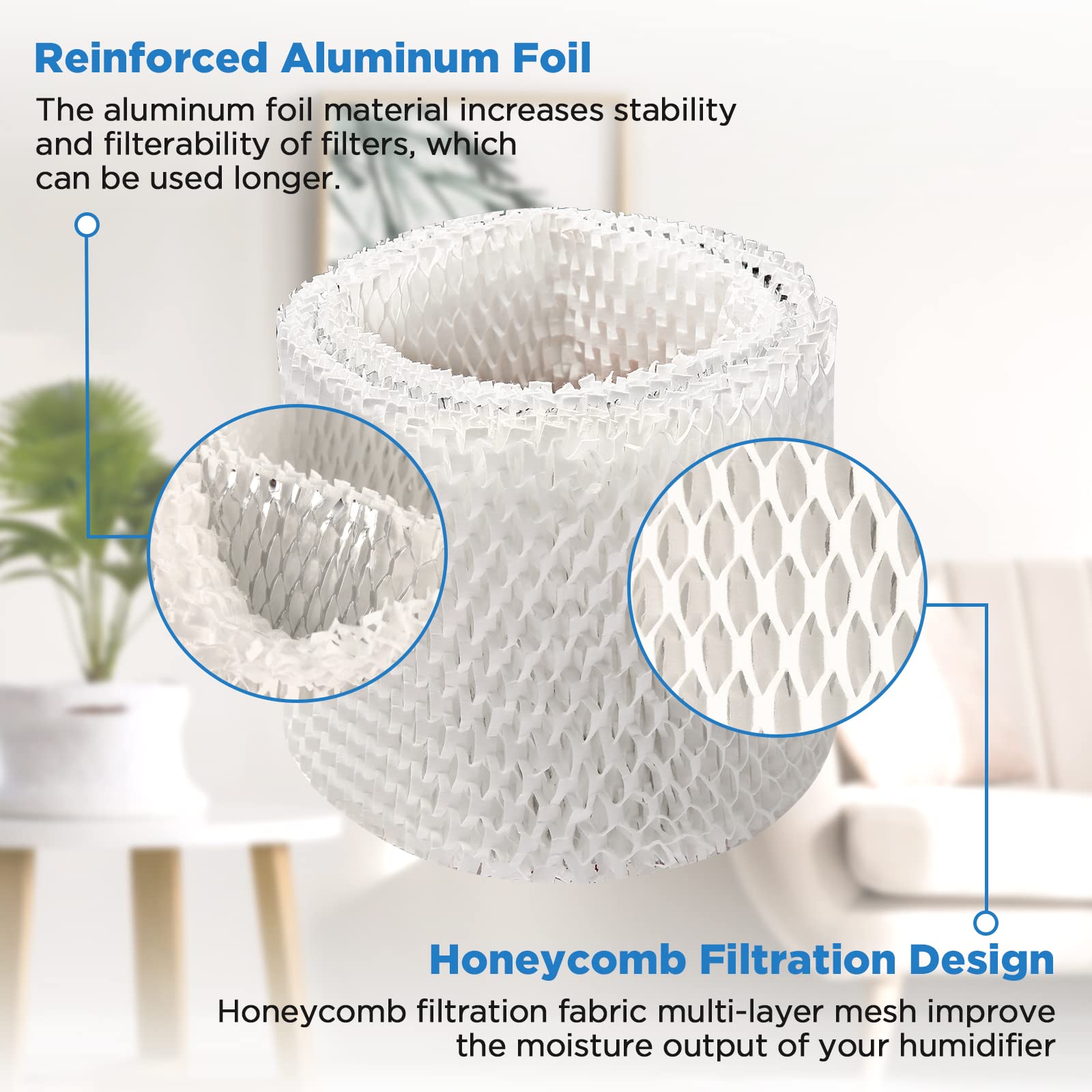 WF2 Humidifier Filter Replacement for Vicks WF2 Kaz Vicks V3100 V3500 V3500N V3600 V3800 V3850 V3900 VEV320 Honeywell HCM-300T HCM-315T HCM-350 Sunbeam 1118 Series Humidifier Filters-2 Pack