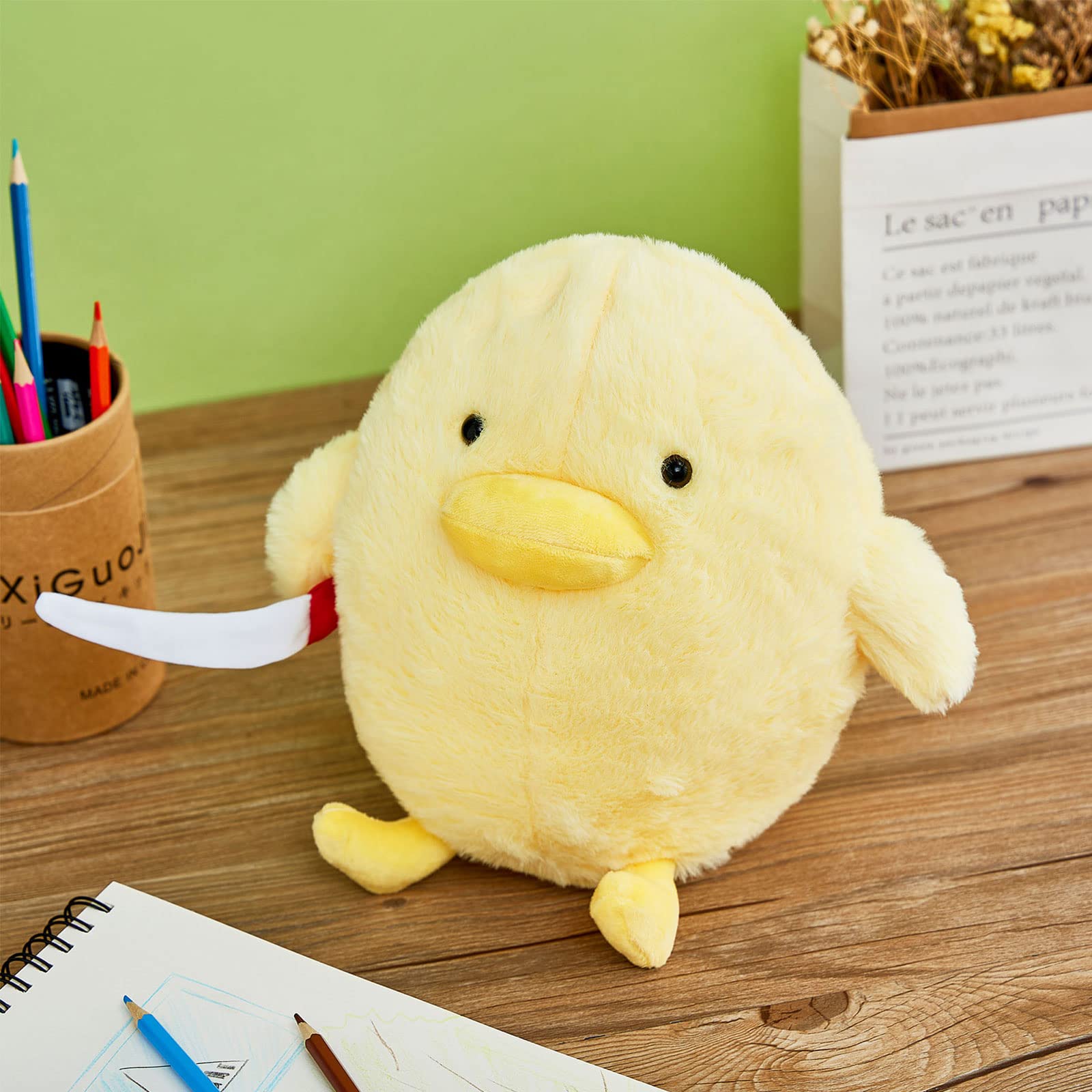 Muimray Cute Duck with Knife Plush, Duck Stuffed Animals Soft Toys Duckling Duckie Plushies Throw Pillow Funny Cuddly Gifts for Kids Adults (Yellow, 11 inch)