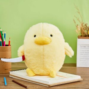 Muimray Cute Duck with Knife Plush, Duck Stuffed Animals Soft Toys Duckling Duckie Plushies Throw Pillow Funny Cuddly Gifts for Kids Adults (Yellow, 11 inch)